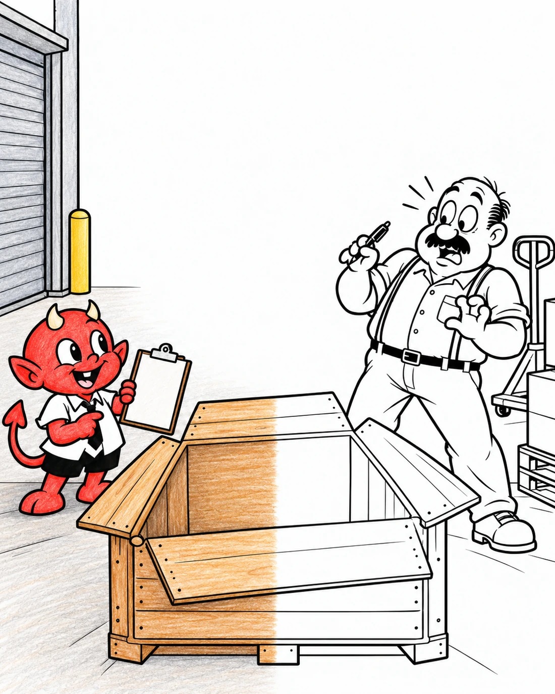 Questionable paperwork: half colored, half black-and-white line art